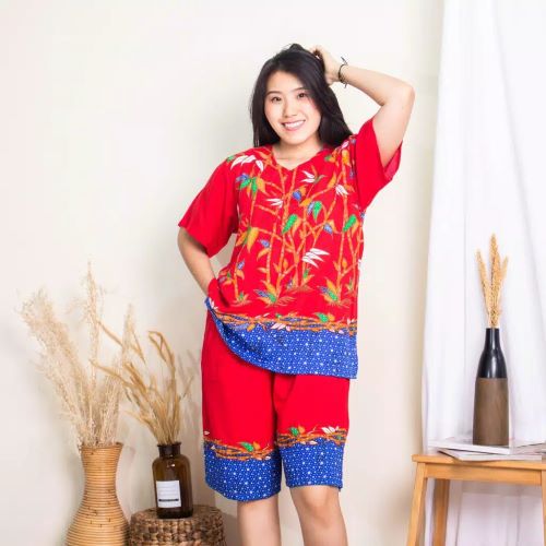 Baju Tidur Stelan Celana Pendek Batik Unggul Jaya