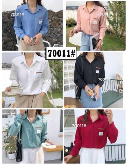 Pakaian Wanita Kemeja Polos Bahan Katun Import 70011