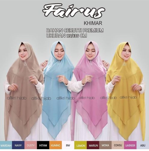 Hijab Kerudung Fairus Khimar Ceruty Premium