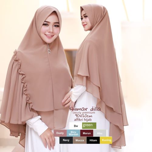 Hijab Kerudung Dilla Khimar Ceruty Premium