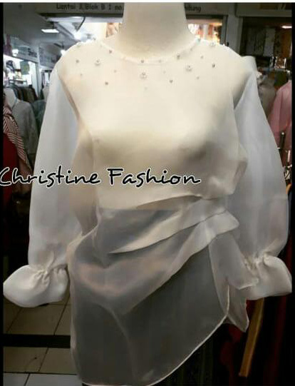 Atasan / Blouse Organza Kerut Manik