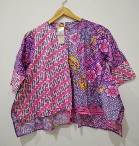 Atasan Batik Kombinasi Lengan 3/4