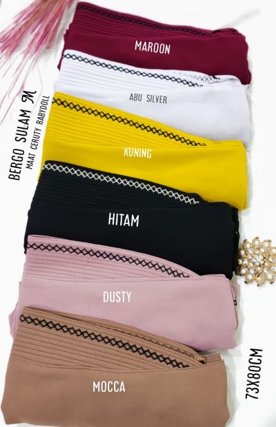 Hijab Kerudung Bergo Sulam M Ceruty Baby Doll