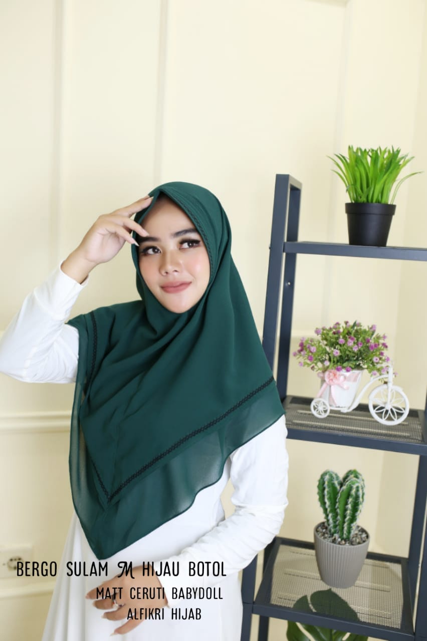 Hijab Kerudung Bergo Sulam M Ceruty Baby Doll