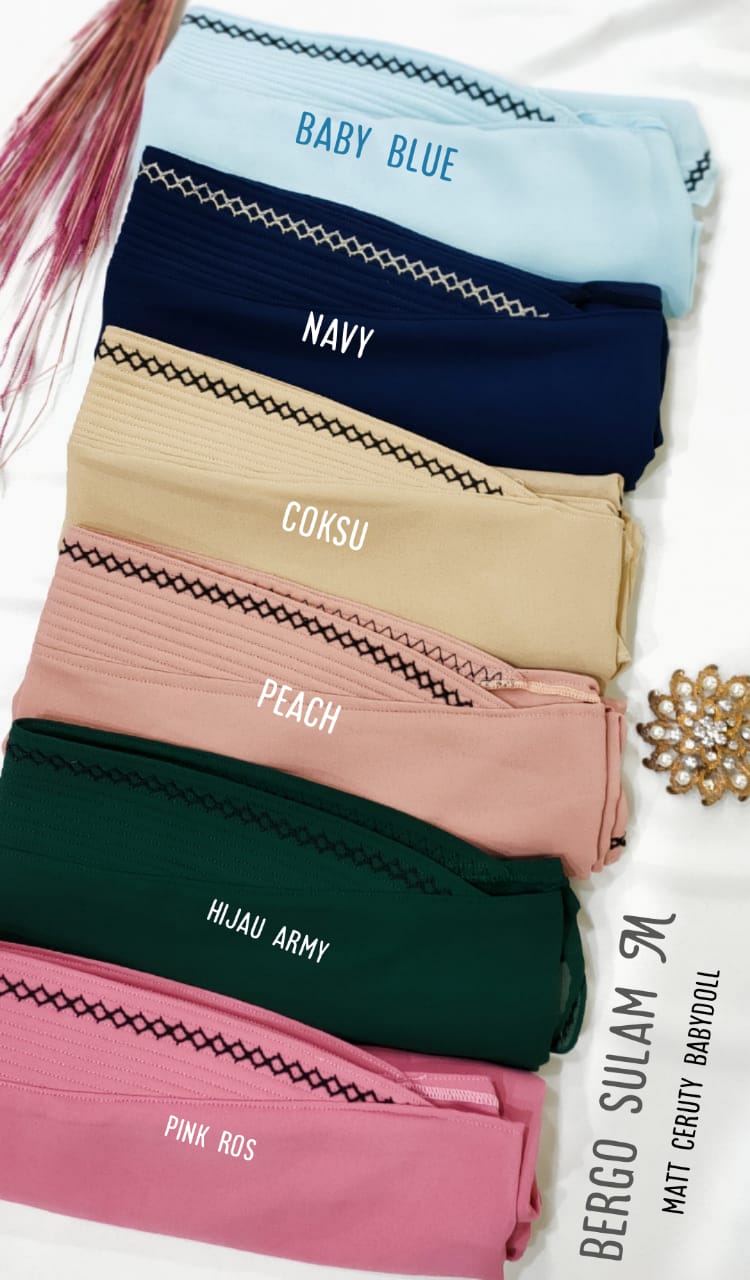 Hijab Kerudung Bergo Sulam M Ceruty Baby Doll