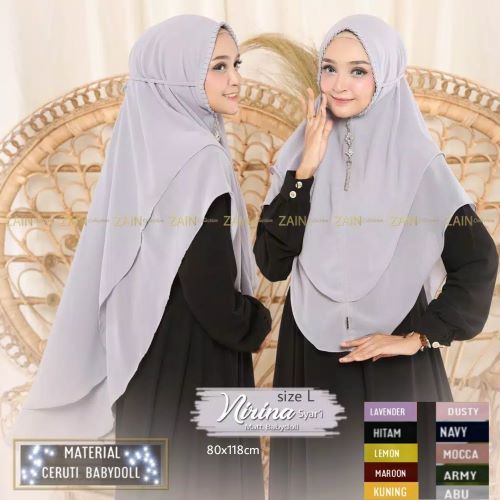 Hijab Kerudung Nirina Syar'i Size L Matt Baby Doll
