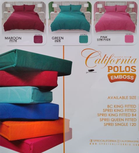 Sprei &amp; Bedcover California Polos Embos Uk 180x200cm Gbr 1