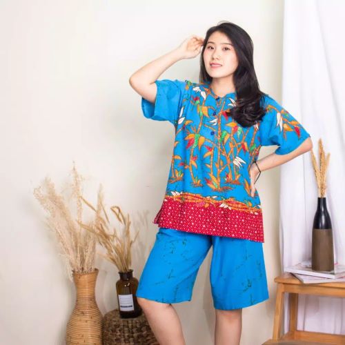 Baju Tidur Stelan Celana Pendek Batik Unggul Jaya