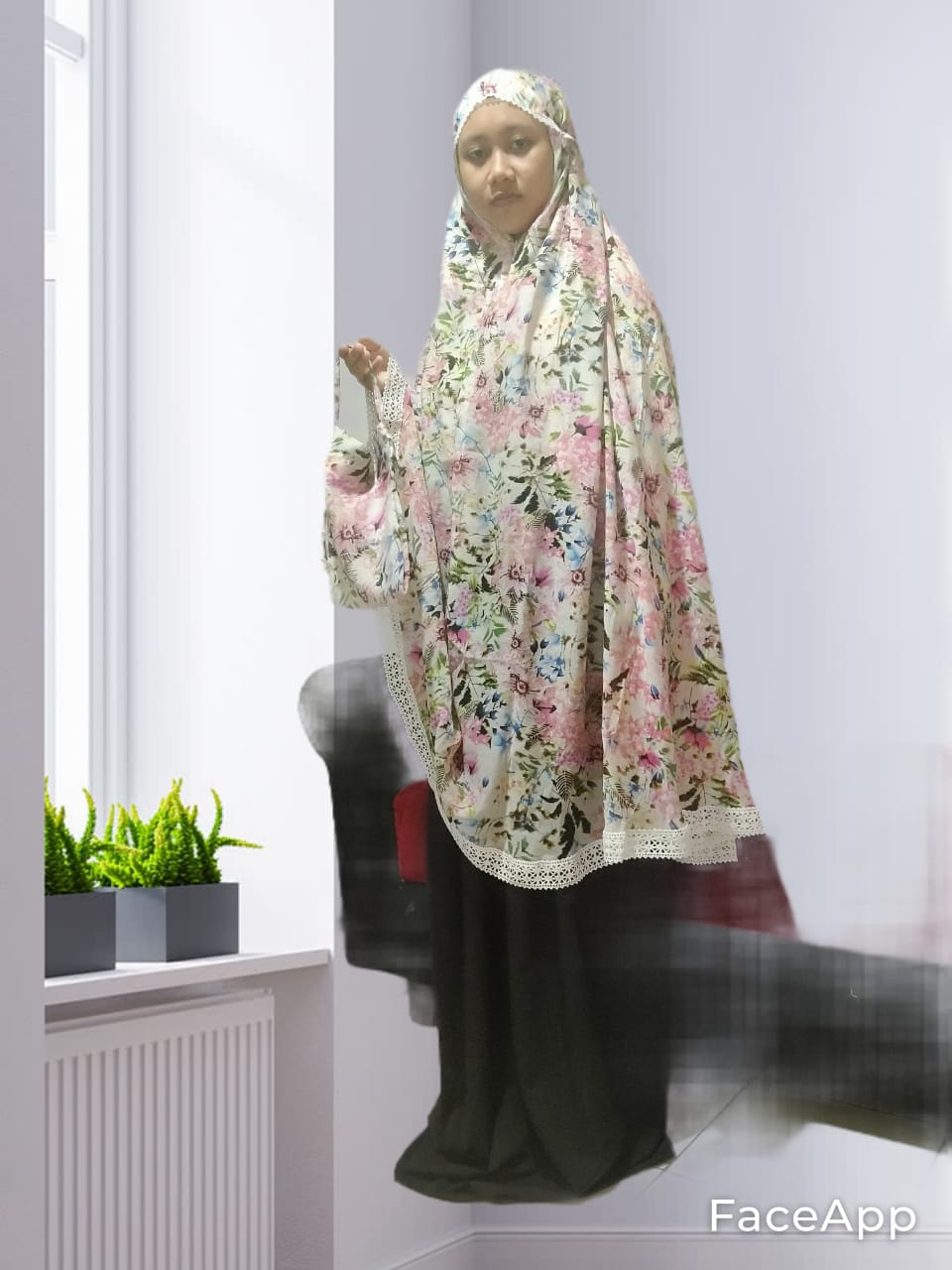 Busana Muslim Wanita Mukena Silk Kembang 2 in 1
