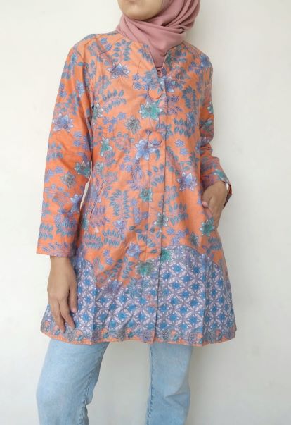 Pakaian Wanita ATasan Tunik Batik Warna Warna Pastel