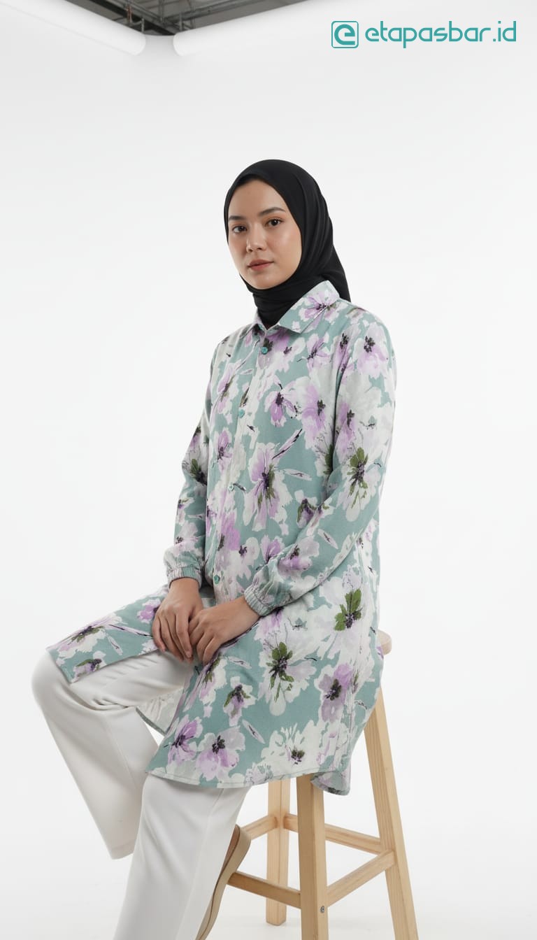 Tunik Bunga Lukis - Sage