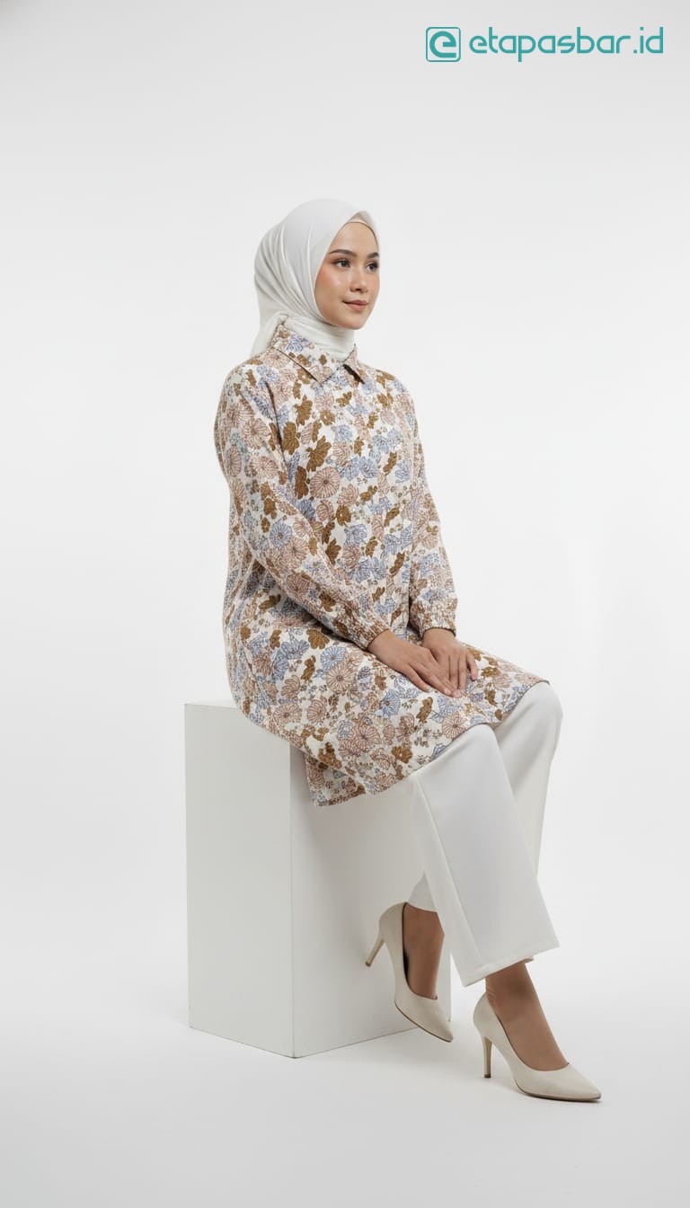 Tunik Bunga Rimbun - Krem 1