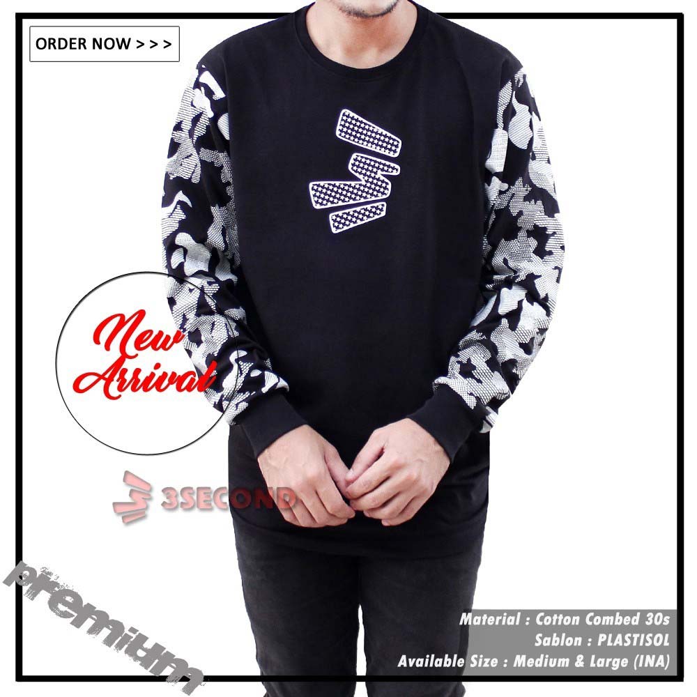 Kaos Oblong Pria Lengan Panjang 3Second