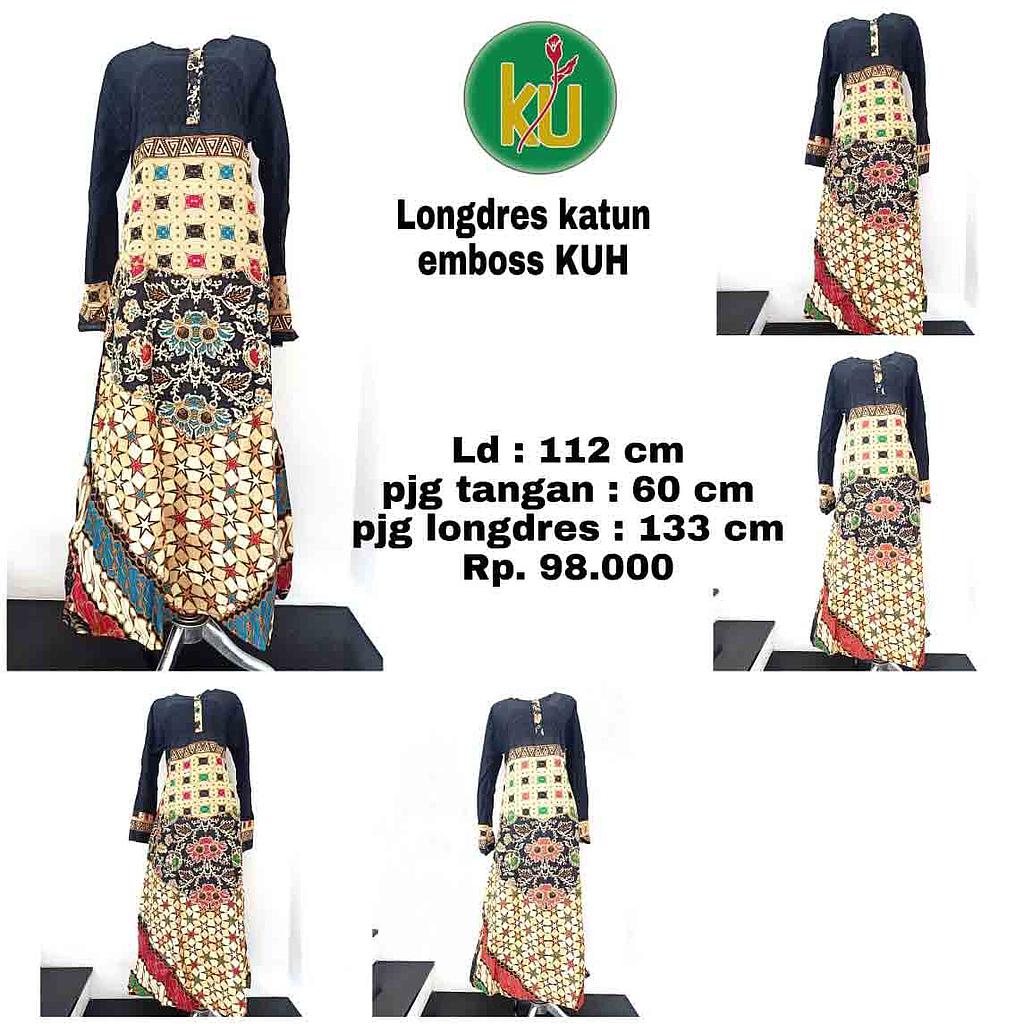 Toko Batik Kencana Ungu / Longdress Katun Embos KUH