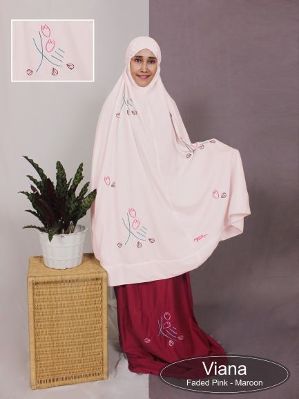 Mukena Viana Faded Pink - Maroon Simply Series