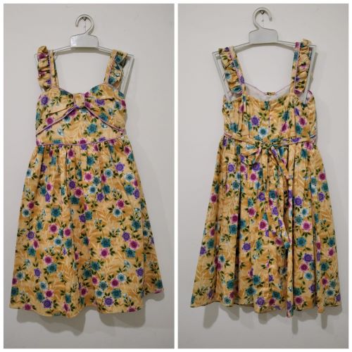 Dress Pesta Anak Motif Bunga Satu Tali