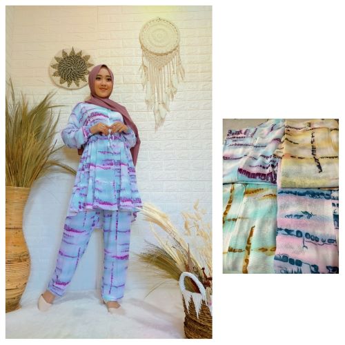 Pakaian Wanita Stelan Rayon Serut Depan 2