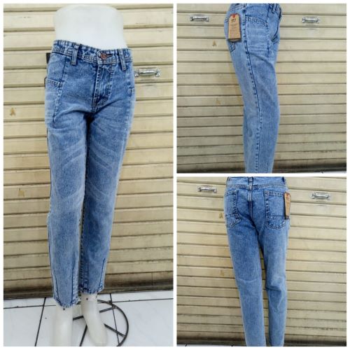 Pakaian Wanita Celana Jeans Boyfriend Cubit Snow Blue