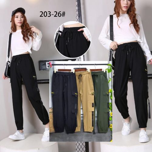 Pakaian Wanita Celana Cargo Jogger Bahan Katun Import 203-26
