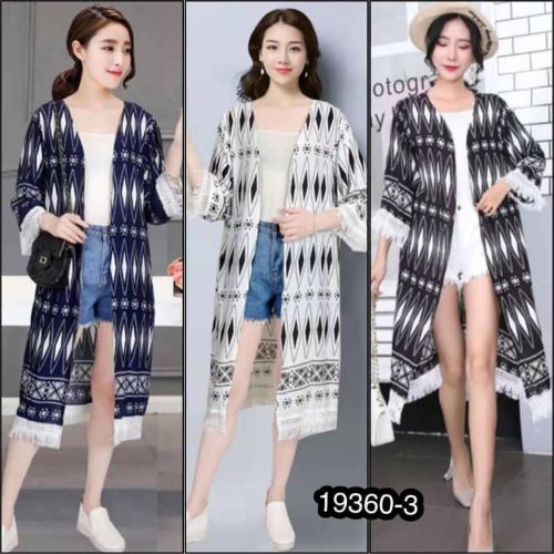 Pakaian Wanita Long Cardigan Bahan Katun Rayon 19360-3