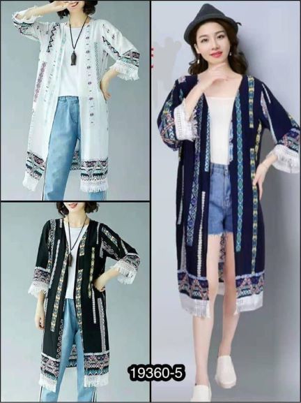 Pakaian Wanita Long Cardigan Bahan Katun Rayon 19360-5
