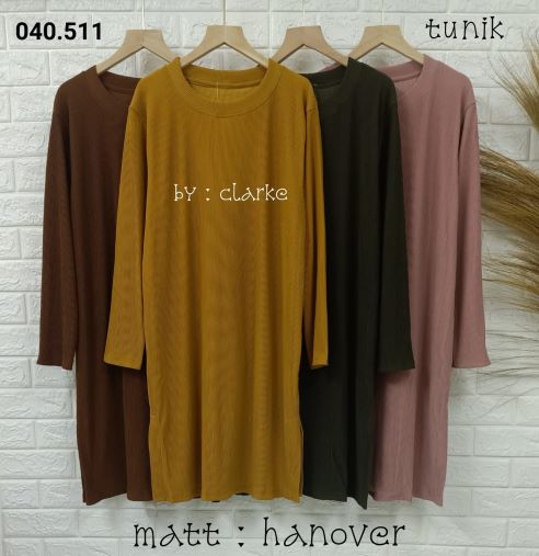 Pakaian Wanita Atasan Tunik Polos Bahan Hanover 040-511