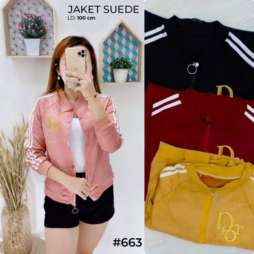 Pakaian Wanita Jaket Bahan Suede Import 663