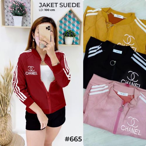 Pakaian Wanita Jaket Bahan Suede 665