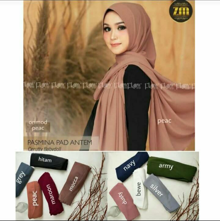 Kerudung Pashmina Instan Pet Antem Ceruty Babydoll