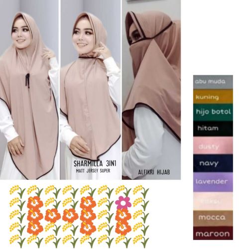 Hijab Kerudung Sharmila 3in1 Jersey Super