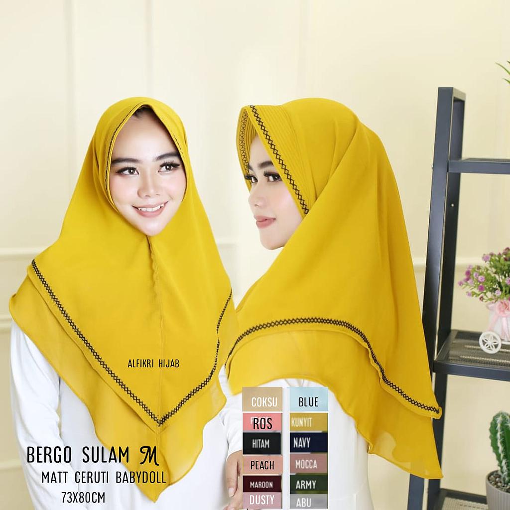 Hijab Kerudung Bergo Sulam M Ceruty Baby Doll