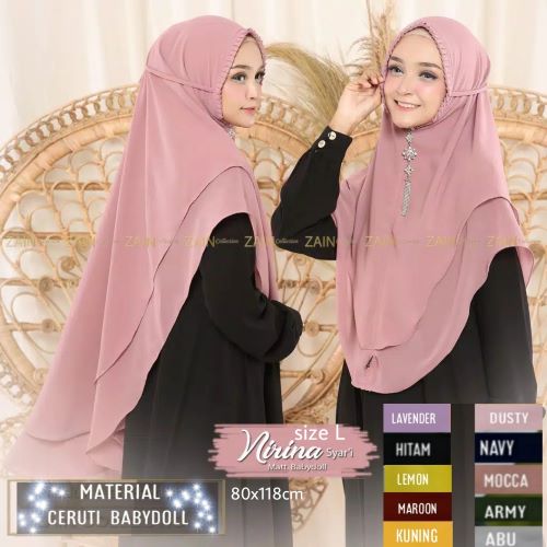 Hijab Kerudung Nirina Syar'i Size L Matt Baby Doll