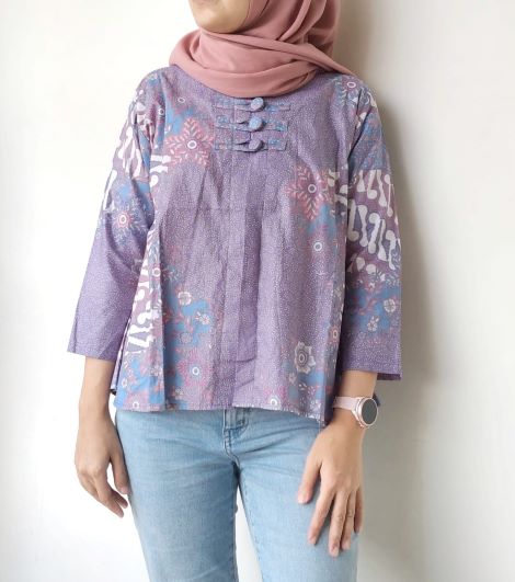 Pakaian Wanita Atasan Batik Warna Pastel