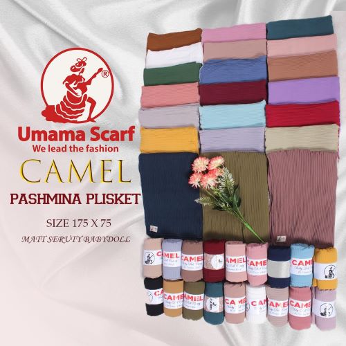 Kerudung Pashmina Plisket Umama Scarf Camel