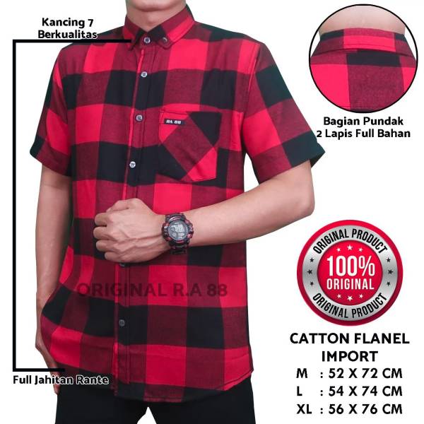 Kemeja Flanel Lengan Pendek