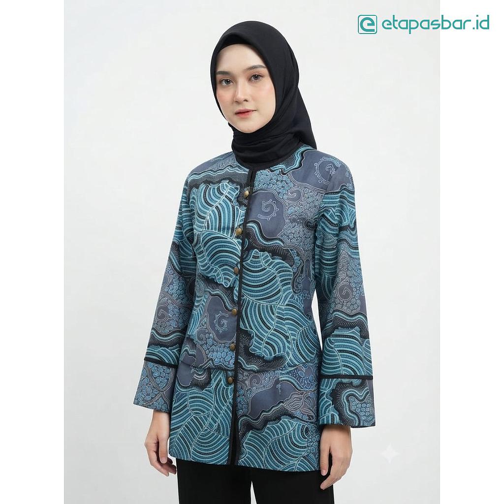 Tunik Batik Rengganis - Motif Ombak Biru