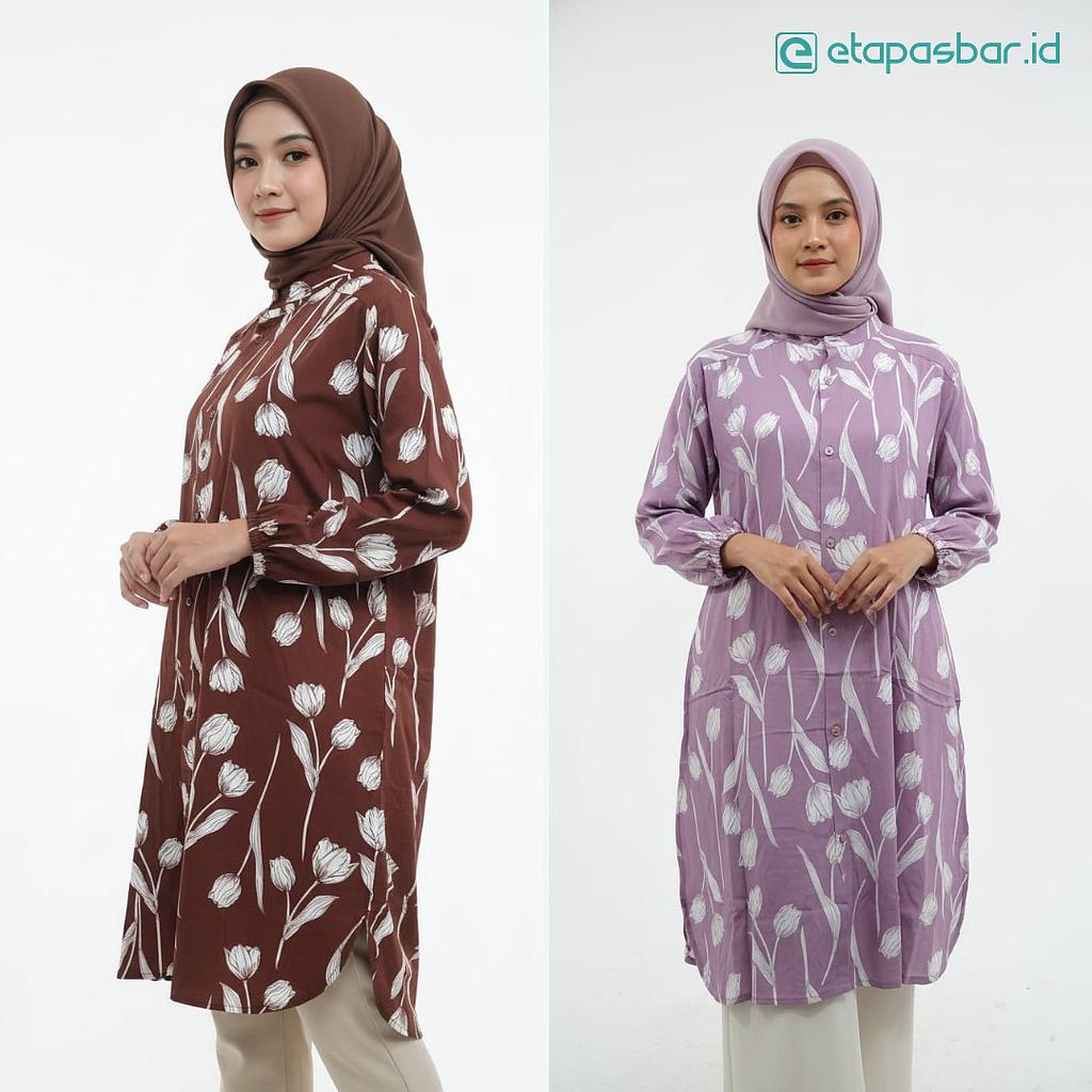 Tunik Katun Rayon - Motif Tulip