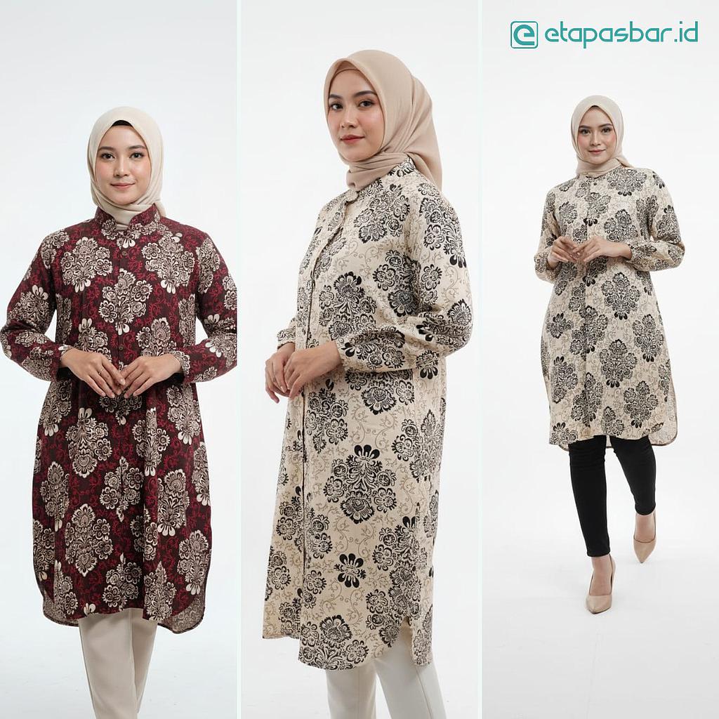 Tunik Katun Rayon - Motif Damask