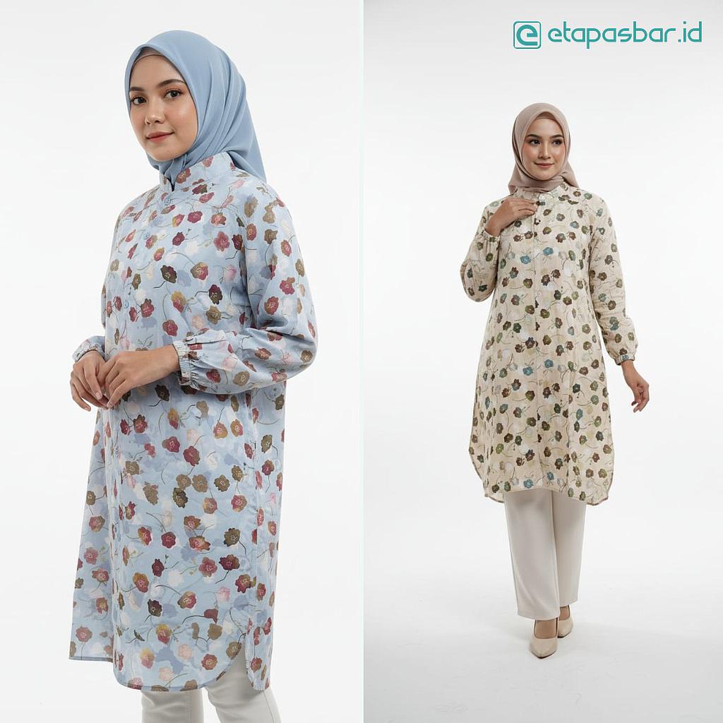 Tunik Katun Rayon - Motif Bunga Kecil